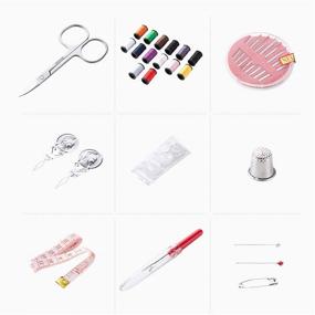 img 4 attached to 🧵 Rocutus Mini Sewing Kit - Sewing Survival Ebook Included, Travel-friendly Sewing Supplies Organizer with Scissors, Thimble, Thread, Needles, Tape Measure, Ideal for Adults, Kids, and Beginners