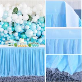 img 3 attached to Baby Blue CO-AVE Table Skirting for Baby Shower, Birthday Wedding Party Decor - 6ft Tulle Table Skirt for Round or Rectangle Tables - Dessert Table Decoration (L 6ft, H 30in)