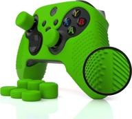 🎮 green ergonomic soft studded anti-slip silicone rubber gel grip case for xbox series x & s controller - foamy lizard seriespro controller skin with 8 raised thumb grip caps (not for elite 1/2) logo