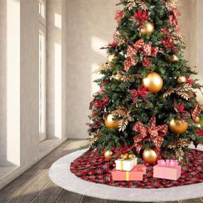 img 2 attached to 🎄 BINGPET 60 Inch Black and Red Plaid Christmas Tree Skirt - Festive Holiday Decorations and Party Ornaments