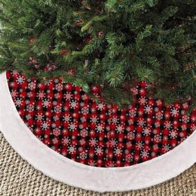 img 4 attached to 🎄 BINGPET 60 Inch Black and Red Plaid Christmas Tree Skirt - Festive Holiday Decorations and Party Ornaments