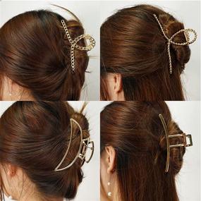img 2 attached to 💇 SARA BEAUTY Big Hair Clips for Women with Thick Hair, Set of 4, Gold Metal Large Hair Clips - Strong & Non-Slip Hair Barrettes Clamp for Thin Hair - Half Bun Hair Clip for Women and Girls