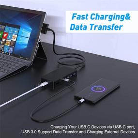 img 1 attached to 🔌 MegaDock: Microsoft Surface Pro 4/5/6 Compatible 12-in-1 USB Hub for Triple Display with 4K HDMI/DP/VGA, Gigabit Ethernet, 3x USB 3.0, Typc C, Audio Out, SD/TF Multi-Card Reader