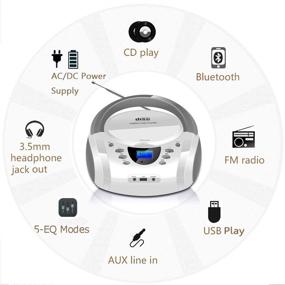 img 1 attached to 📻 LONPOO Portable CD Boombox with Bluetooth, USB Playback, AUX-in, FM Radio, Built-in Stereo Speakers, Carrying Handle, LCD Display - White