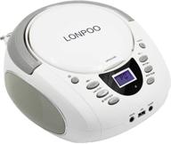 📻 портативная cd-бумбокс lonpoo с bluetooth, воспроизведением через usb, aux-интерфейсом, fm-радио, встроенными стереодинамиками, ручкой для переноски и жк-дисплеем - белый логотип