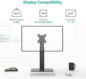 img 3 attached to 🖥️ WALI Free Standing Single LCD Monitor Stand Gas Spring Adjustable Desk Mount - Supports 32 inch Screen, 15.4 lbs. Weight Capacity (GPV001), Black