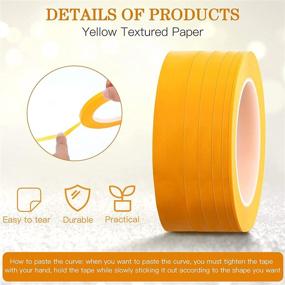 img 2 attached to 🔸 High-Quality Fine Line Tape: 6 Rolls 1/16, 7/10, 1/8, 1/4, 1/2 & 3/4 Inch x 52 Yard - Yellow