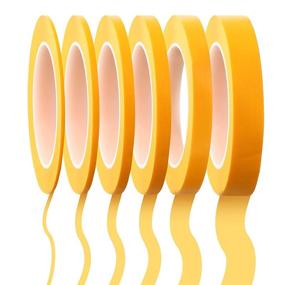 img 4 attached to 🔸 High-Quality Fine Line Tape: 6 Rolls 1/16, 7/10, 1/8, 1/4, 1/2 & 3/4 Inch x 52 Yard - Yellow