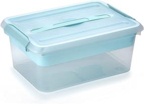 img 4 attached to 📦 BTSKY Stack & Carry Box: Clear Plastic Storage Container with Removable Tray - Multi-Purpose Organizer for Stationery, Sewing, Art Craft Supplies (Blue)