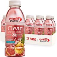 🥤 keto friendly premier protein clear drink - tropical punch flavor | 12 pack of 16.9 fl oz, 0g sugar, 1g carb, 90 calories | gluten free & soy-free | high protein beverage logo