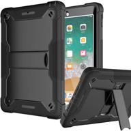 📱 fingic ipad 6th gen case - high-impact shock absorbent dual layer silicone rugged bumper protective case for ipad 6th gen 2018/ipad 5th gen 2017 - black logo