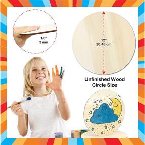 img 3 attached to 🔘 12 Inch Diameter Unfinished Wood Circles for Crafts - Pack of 3 Thin Wooden Rounds Cutouts for Home Decor, Door Hanger, Wood Burning, Pyrography and DIY Projects - Made from 1/8 Inch Natural Plywood