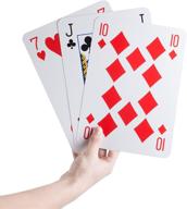 🎴 giant jumbo playing cards: super-sized 8x11 inch plastic coated deck for fun games - ideal for adults, boys, and girls by hey! play! логотип