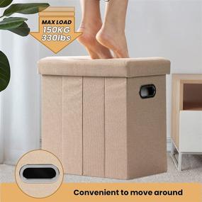 img 1 attached to 🪑 COSYLAND Ottoman with Storage: Slim, Stylish Collapsible Ottoman Footrest with Lid, Handles, and Toy Chest - Ideal for Small Spaces - Linen Beige 16.5x16.5x10.6in