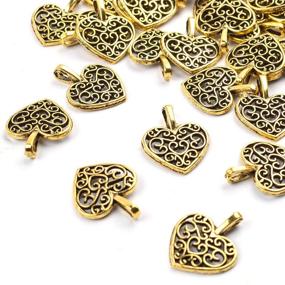 img 2 attached to 📿 Pack of 50 Antique Gold Beads DIY Heart Charms Pendants for Jewelry Making - Bracelet, Necklace, and Accessory