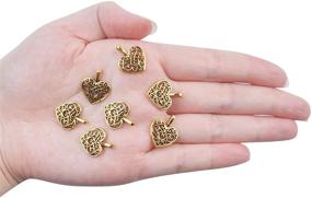 img 3 attached to 📿 Pack of 50 Antique Gold Beads DIY Heart Charms Pendants for Jewelry Making - Bracelet, Necklace, and Accessory