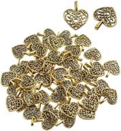 📿 pack of 50 antique gold beads diy heart charms pendants for jewelry making - bracelet, necklace, and accessory logo