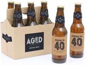 img 4 attached to 40th Milestone Birthday - Dashingly Aged to Perfection - Party Decor for Men - 6 Beer Labels & 1 Carrier