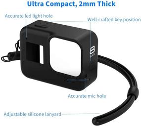 img 3 attached to 📸 LARRITS Silicone Protective Sleeve Case with Lanyard and Glass Screen/Lens Protector for GoPro Hero 8 Black (Black)