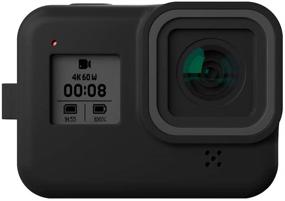 img 1 attached to 📸 LARRITS Silicone Protective Sleeve Case with Lanyard and Glass Screen/Lens Protector for GoPro Hero 8 Black (Black)