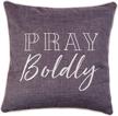 pillow square pray boldly grey logo