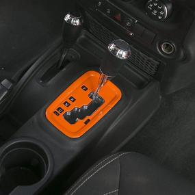 img 3 attached to 🔶 RT-TCZ Jeep Wrangler Gear Shift Panel Trim Cover - Interior Accessories for Jeep Wrangler JK JKU 2011-2018 - ABS Unlimited 2 4 Door - Orange