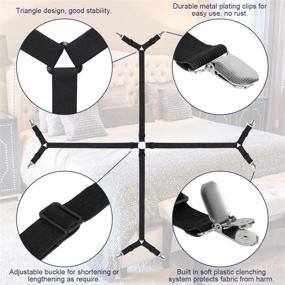 img 3 attached to Convenient Bed Sheet Holder Straps- Adjustable Fitted Sheet Clips with Elastic Gripper for Secure Fastening