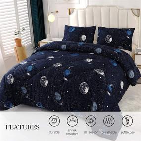 img 3 attached to ENJOHOS Kids Galaxy Comforter Set - Blue Celestial Solar Bedding with Star Astronaut Design, Twin Size - Includes 2 Space Pillowcases - Lightweight Reversible Bedspread for Boys and Girls Bedroom