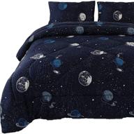 enjohos kids galaxy comforter set - blue celestial solar bedding with star astronaut design, twin size - includes 2 space pillowcases - lightweight reversible bedspread for boys and girls bedroom logo