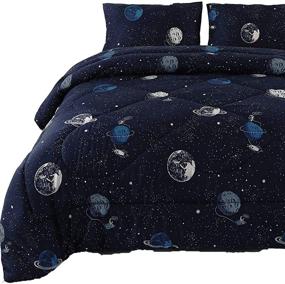 img 4 attached to ENJOHOS Kids Galaxy Comforter Set - Blue Celestial Solar Bedding with Star Astronaut Design, Twin Size - Includes 2 Space Pillowcases - Lightweight Reversible Bedspread for Boys and Girls Bedroom