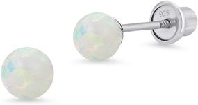 img 4 attached to 💎 Girls' Jewelry: Sterling Rhodium Simulated Screwback Earrings for Fashionable Earrings