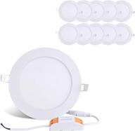 💡 ultra-thin round led recessed ceiling panel downlight: 12w, 1,000 lumens, 6000k cool white, pack of 10 logo