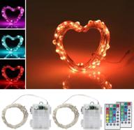 anjaylia 2 pack 50 led fairy string lights: waterproof, 16 colors changing, battery operated with remote timer - perfect for indoor bedroom party halloween christmas decor логотип