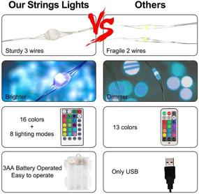 img 1 attached to ANJAYLIA 2 Pack 50 LED Fairy String Lights: Waterproof, 16 Colors Changing, Battery Operated with Remote Timer - Perfect for Indoor Bedroom Party Halloween Christmas Decor