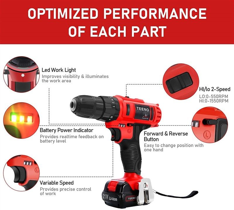 Teeno best sale cordless drill