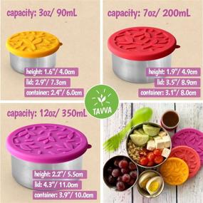 img 2 attached to TAVVA Stainless Steel Food Containers: Plastic-Free, Leakproof Silicone Lids, Easy to Open, Reusable Snack and Lunch Containers for Kids - Set of 3 (Small-3oz/Medium-7oz/Large-12oz)