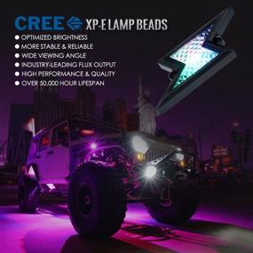 img 2 attached to Набор беспроводных LED-подсветок Xprite Bluetooth RGB для автомобилей, грузовиков, внедорожных транспортных средств - режимы музыки и мультицветные неоновые подсветки для салона - 4 шт.