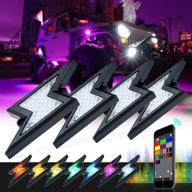 xprite bluetooth led rgb rock light kits for cars, trucks, off-road vehicles - flashing music modes, multicolor neon interior underglow pod lights kit - 4pcs logo