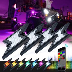 img 4 attached to Xprite Bluetooth LED RGB Rock Light Kits for Cars, Trucks, Off-Road Vehicles - Flashing Music Modes, Multicolor Neon Interior Underglow Pod Lights Kit - 4PCs