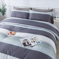 🛏️ andency stripe comforter set king size: mint green patchwork striped bedding with corner loops - 3-piece soft microfiber alternative comforter, 104x90 inch logo