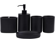 🛁 premium matte black bathroom accessories set - 5 piece bathroom sets with soap dispenser, toothbrush holder, soap dish, tumbler cup - resin bathroom gift set (matte black) by zexzen logo