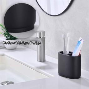 img 2 attached to 🛁 Premium Matte Black Bathroom Accessories Set - 5 Piece Bathroom Sets with Soap Dispenser, Toothbrush Holder, Soap Dish, Tumbler Cup - Resin Bathroom Gift Set (Matte Black) by Zexzen