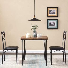 img 1 attached to 🍽️ VECELO Современный индустриальный стиль 3-х предметный набор обеденного стола и стульев для небольших пространств с 4 подставками для тарелок, ретро коричневый