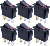 mxuteuk 6pcs 12v rocker switch boat toggle switch: red led light, snap-in power, 🚤 spst on-off 3 pin 2 position – ideal for car, auto, boat appliances control (kcd3-102nr-my) логотип