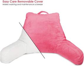 img 2 attached to Petite Light Pink Reading Pillow with Arms and Pockets - Premium Shredded Memory Foam TV Pillow for Kids, Teens, and Adults - Clara Clark