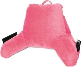 img 1 attached to Petite Light Pink Reading Pillow with Arms and Pockets - Premium Shredded Memory Foam TV Pillow for Kids, Teens, and Adults - Clara Clark