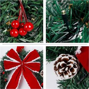 img 1 attached to 🎄 Set of 3 Lighted Artificial Christmas Wreaths with Red Bow & Ornaments - Battery Operated LED Lights - Festive Decor for Front Door, Gate, Wall - Ideal for Christmas Party Celebration