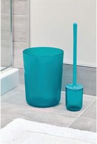 img 2 attached to 🗑️ iDesign 29164 Finn Round Teal Plastic Trash Can - Compact Waste Basket for Bathroom, Bedroom, Home Office, Dorm, College