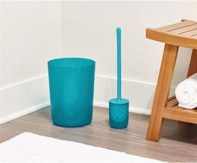 img 1 attached to 🗑️ iDesign 29164 Finn Round Teal Plastic Trash Can - Compact Waste Basket for Bathroom, Bedroom, Home Office, Dorm, College