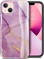 💜 gviewin romantic purple marble iphone 13 case - slim shockproof tpu cover for 6.1 inch iphone 13 (2021) logo